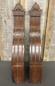 Early Pair Of Possibly French Corbels; Carved Architectural Elements 3"X9"X19"