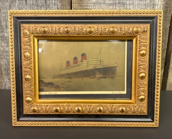 Framed "Queen Mary" Cunard White Star Titanic Style Print 8.5"X7"