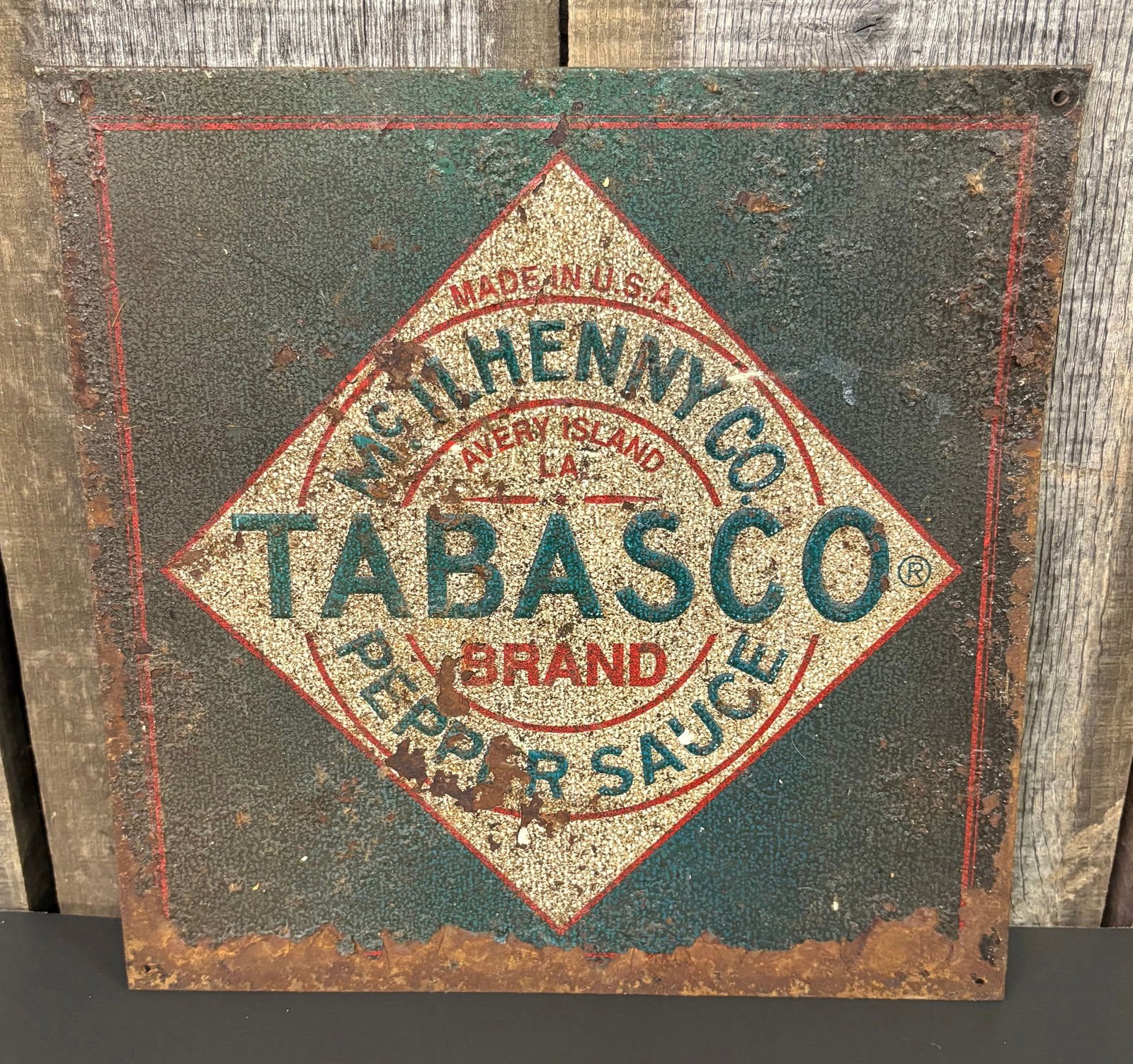 Vintage Embossed Tin Tabasco Pepper Sauce Advertising Sign. Tabasco Created In 1868 By Edmund (1 of 4)