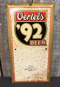 Oertels '92 Beer Vintage Advertising Sign Calendar Display Louisville, KY. 8.5"X17"