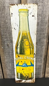 1930" Original Rare Tin Advertising RC Royal Crown Cola Sign By Nehi Inc. 7"X25