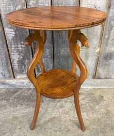 Antique Carved Oak Accent Side Table Plant Stand 20"X29"