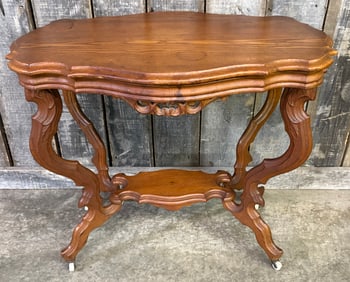 Antique Victorian Turtle Top Console Accent Table 22"X35"X30"