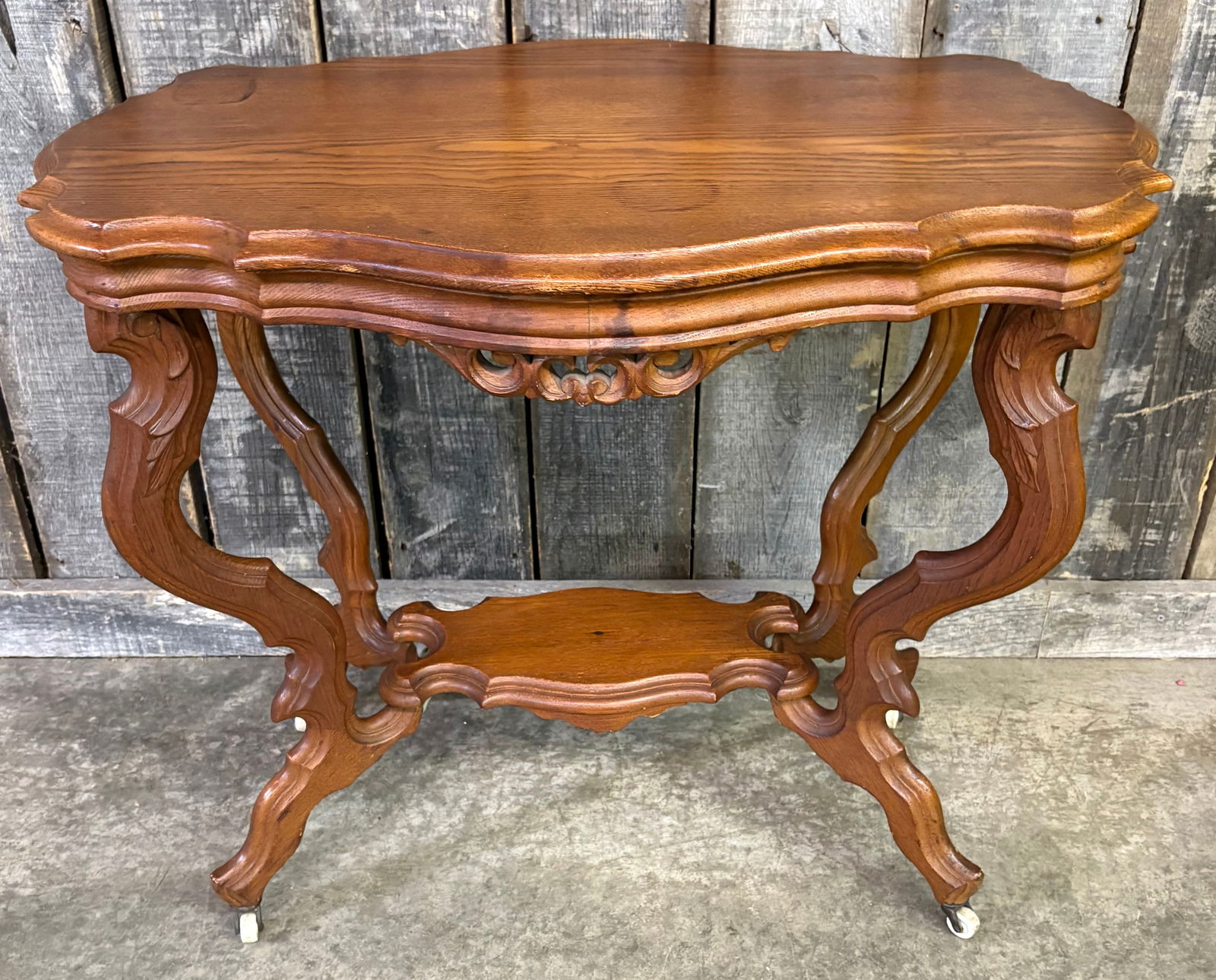 Antique Victorian Turtle Top Console Accent Table 22"X35"X30": Antique Victorian Turtle Top Console Accent Table 22"X35"X30"