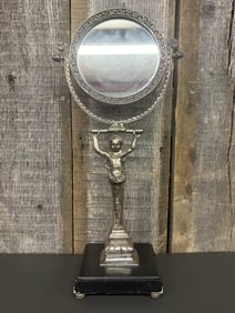 Antique Empire Hollywood Regency Style Vanity Swivel Mirror 18"