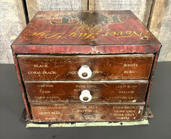 Rit Dyes Advertising Antique Tin Display Country Store Cabinet With Drawers; As Pictured.