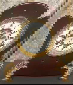 Victorian Ansonia Style Large Mantel Clock Cast Iron Body With Key "3991" 4"X9"X11"