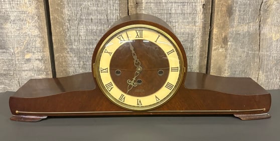 Early Art-Deco Juwela Footed Large Mantel Clock 5"X21"X8"