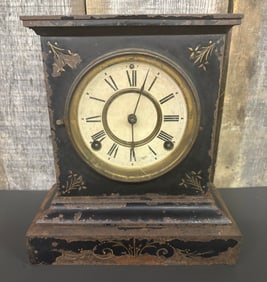 Early 1900's Antique Mantel Clock Made By The Ansonia Clock Company (New York) Cast Iron Case With