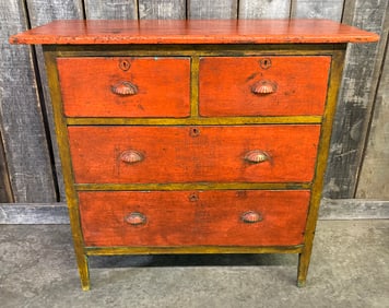Early Chinoiserie Style Lacquer Painted Two Over Two Chest Of Drawers 17.5"X38"X36"