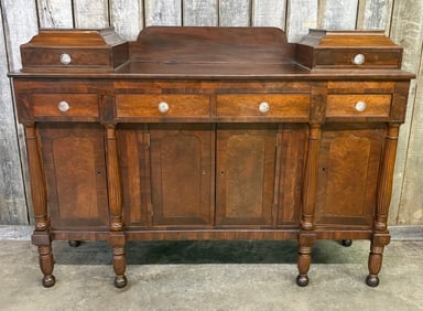 C. 1850 Federal Kentucky Sideboard Cherry And Mahogany With Reeded Columns Out Of Lexington, KY.