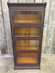 Rare Three Quarter Four Stack Barrister Bookcase With Rolled Top - Bottom 12"X26"X59.5"