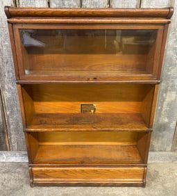 Antique Oak Standard Three Stack Barrister Lawyers Bookcase; Globe-Wernicke Co. Cincinnati, O.
