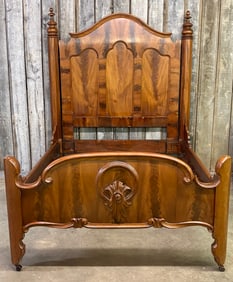 Antique Victorian 3 Panel Full-Double Size Low Poster Style Bed 60"X84"X77"