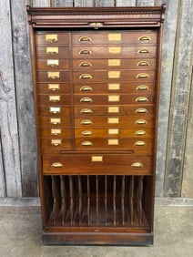 Rare Excellent "Rough Notes Register And Policy Cabinet" Rolling Curtain Door Multi-Compartment File