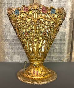 Antique Slag Glass Art Nouveau Style Highly Decorated Lamp 7"X10" (1 of 6)