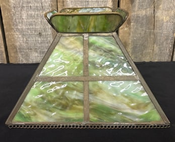 Antique Mission Arts - Crafts Style Slag Stained Glass Lamp Shade 12"X12"X8.5"