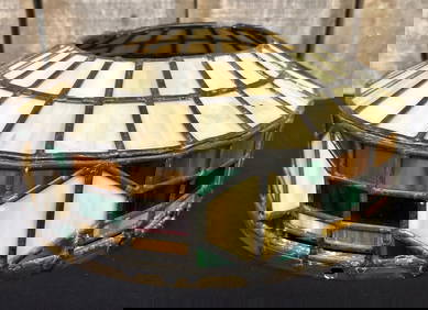 Antique Tiffany Style Turtle Back Pattern Leaded Glass - Stained Glass Lamp Shade 11.5"X5" (1 of 7)