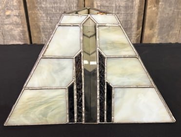 Early Arts And Crafts Stained Glass Triangular Lamp Shade 9.5"X7"