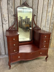 Antique Mahogany Jean Harlow Dresser Vanity Measuring 25.5"X50.5"X75"