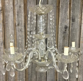 Victorian Style Crystal And Glass 5 Arm Chandelier 20"X17"