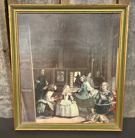 Vintage Framed Reproduction Of "Las Meninas" (The Ladies In Waiting) A 1656 Painting By Diego