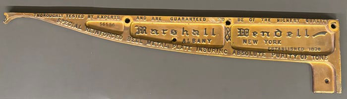 Antique Marshall - Wendell Piano Plate, Established In 1836; Albany, N.Y. 8"X36"