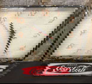 Vintage 1950-60's Coca-Cola Advertising Wall Clock With Fishtail Logo; Measuring 3"X10"X12"