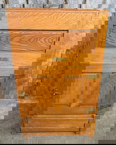 1900's Antique Oak Ice Box Refrigerator 18"X27"X44"