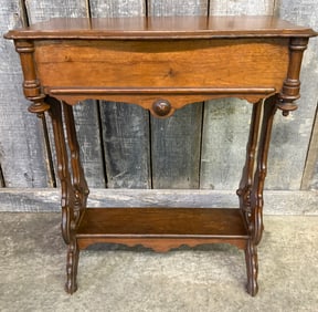 Antique Victorian Sewing Table - Writing Desk With Drawer; 14"X26"X30"