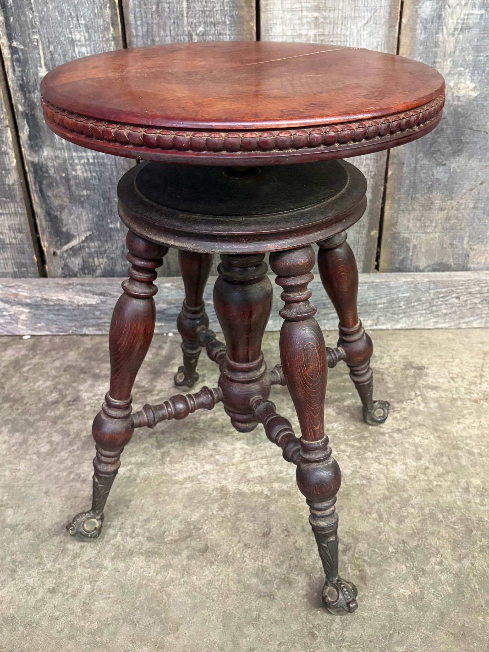 Antique Victorian Organ Stool With Ball And Claw Feet 14"X20" (1 of 5)