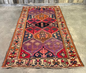Early Traditional Turkish Style Hand Knotted Wool Rug 56"X108"