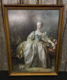 Framed Reproduction Of "Madame Bergeret" Painted By Francois Boucher Around 1766. 25.5"X33.5"