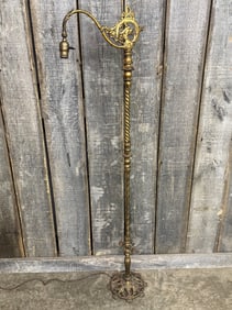 Antique Victorian Style Brass Floor Lamp; Working Condition. 14"X58"