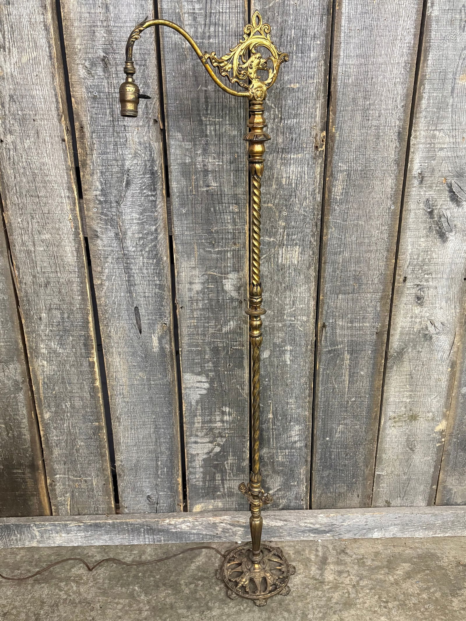 Antique Victorian Style Brass Floor Lamp; Working Condition. 14"X58" (1 of 7)