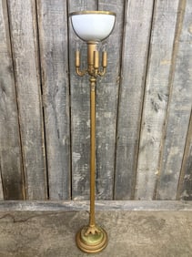 Onyx And Brass Torchiere 4-Light Floor Lamp; Working Condition. 10"X63"