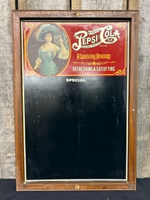 Vintage 1973 Drink Pepsi-Cola Advertising Chalkboard Menu Sign With Wooden Frame. 17"X25"