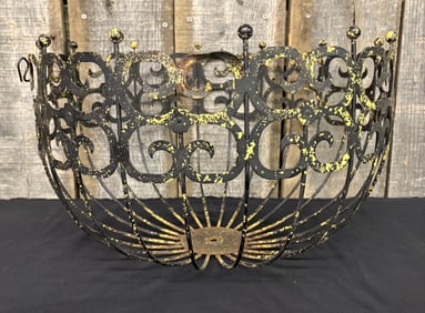 Vintage Decorated Wire Basket With Black - Yellow Color Scheme. 18"X11"