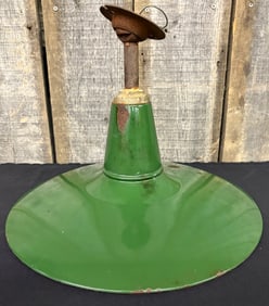 Original Green - White Porcelain And Enamel Swivel Pendant Light Fixtures 16"X12"