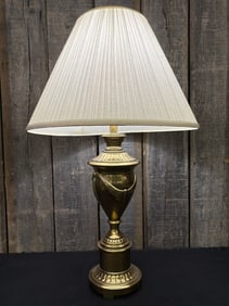 Vintage Brass Frederick Cooper Table Lamp With White Shade 20"X33"