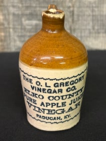 The O. L Gregory Vinegar Co. Elko County Pure Apple Juice Vinegar Paducah, KY. Miniature Cobalt Blue