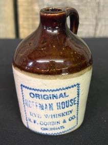 Original Hoffman House Rye Whiskey H.F. Corbin - Co. Cincinnati. Miniature Cobalt Blue Decorated