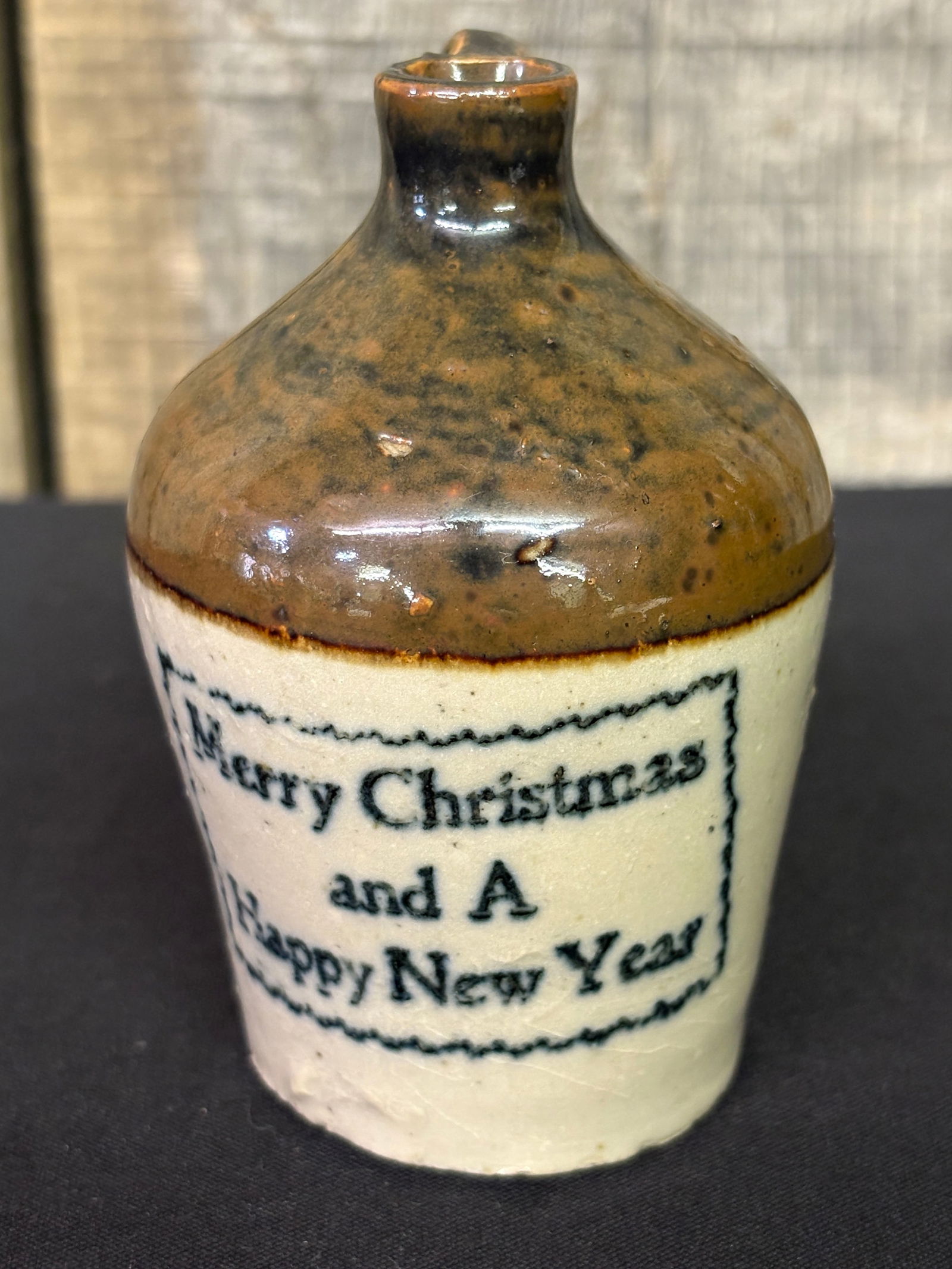 Merry Christmas And A Happy New Year Decorated Miniature Stoneware Crock Jug 4" (1 of 5)
