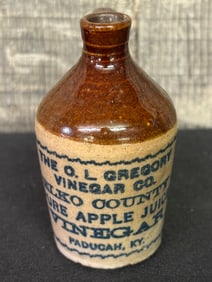 The O. L Gregory Vinegar Co. Elko County Pure Apple Juice Vinegar Paducah, KY. Miniature Cobalt Blue