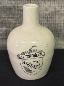 Early Old Continental Whiskey; Sample Mini Jug, Stoneware Crock Jug 3.5"