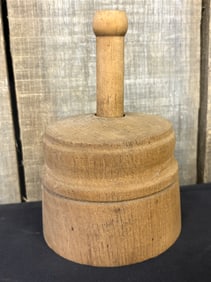 Early Primitive Wooden Flower Butter Mold 4"X7"