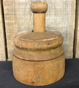 Early Primitive Wooden Pineapple Butter Mold 4"X7"