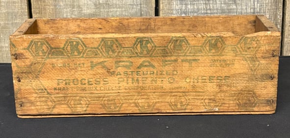 Large Wooden Kraft Pimento Cheese Box 4"X12"X4"