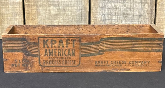 Large Wooden Kraft American Cheese Box 4"X11"X4"