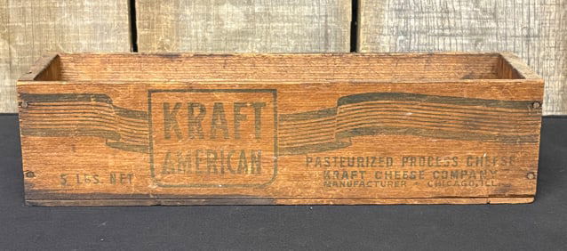 Large Wooden Kraft American Cheese Box 4"X14"X4"